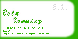 bela kranicz business card